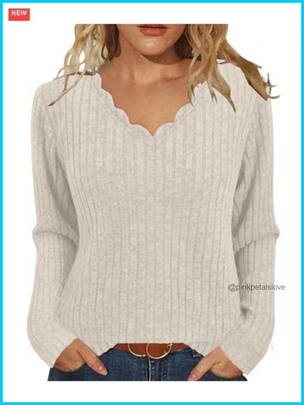 Womens V-Neck Long Sleeve Tunic Sweater Lightweight Pullover Casual